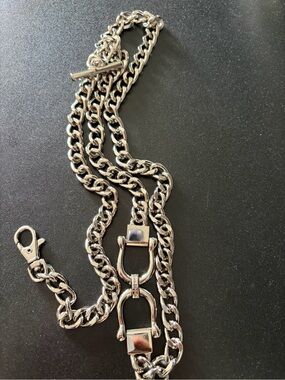 Michael Kors Silver Chain Link Belt with Horsebit Accents